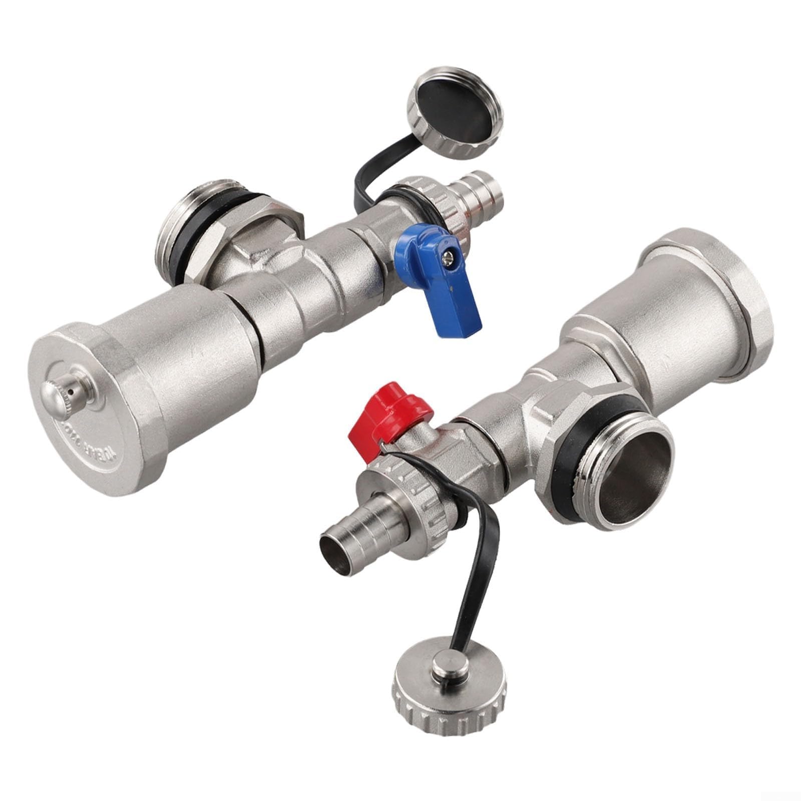 Distribuidor de circuito de calefacción de latón con conector roscado G1 válvula automática y grifo de drenaje rápido para sistemas de calefacción eficientes y fácil de instalar (rojo y azul)