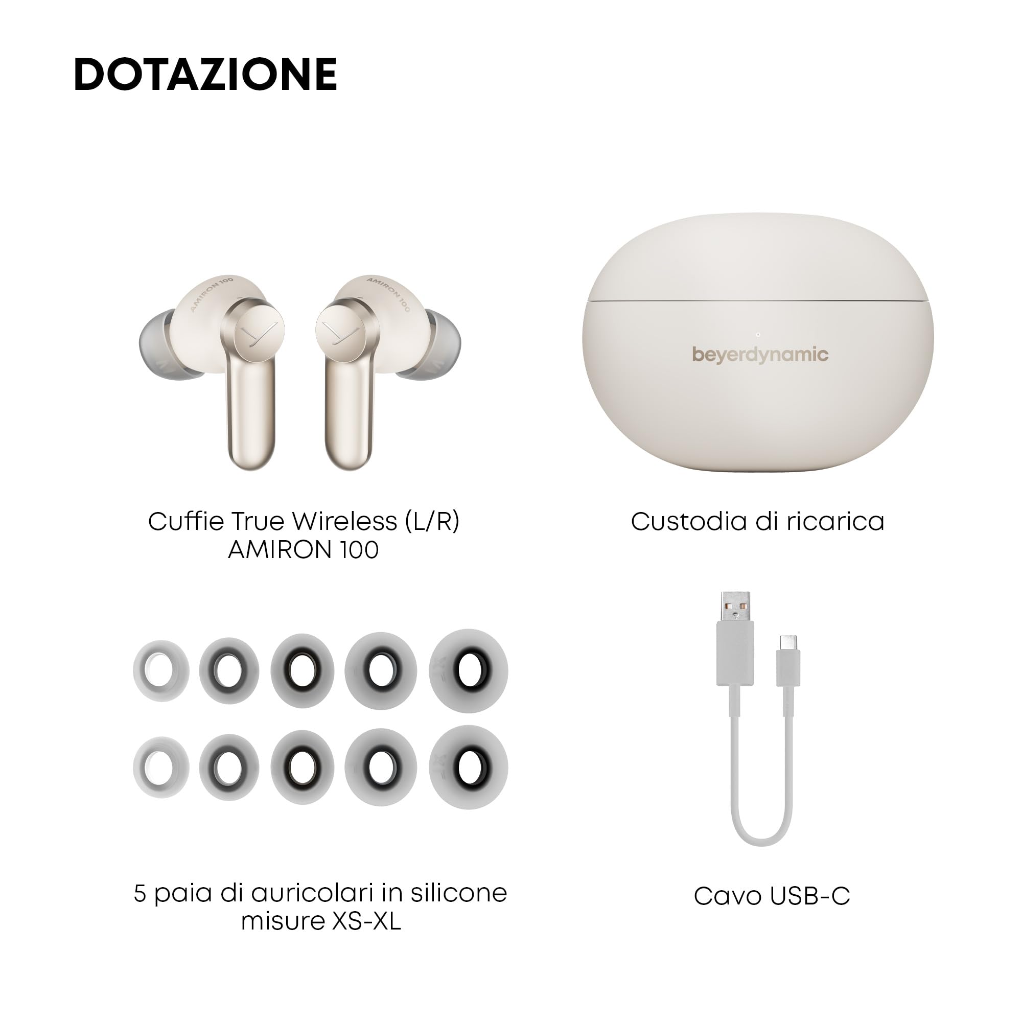 AMIRON 100 Wireless Headphones Noise Cancellation 27 Ore Batteria - Dettaglio