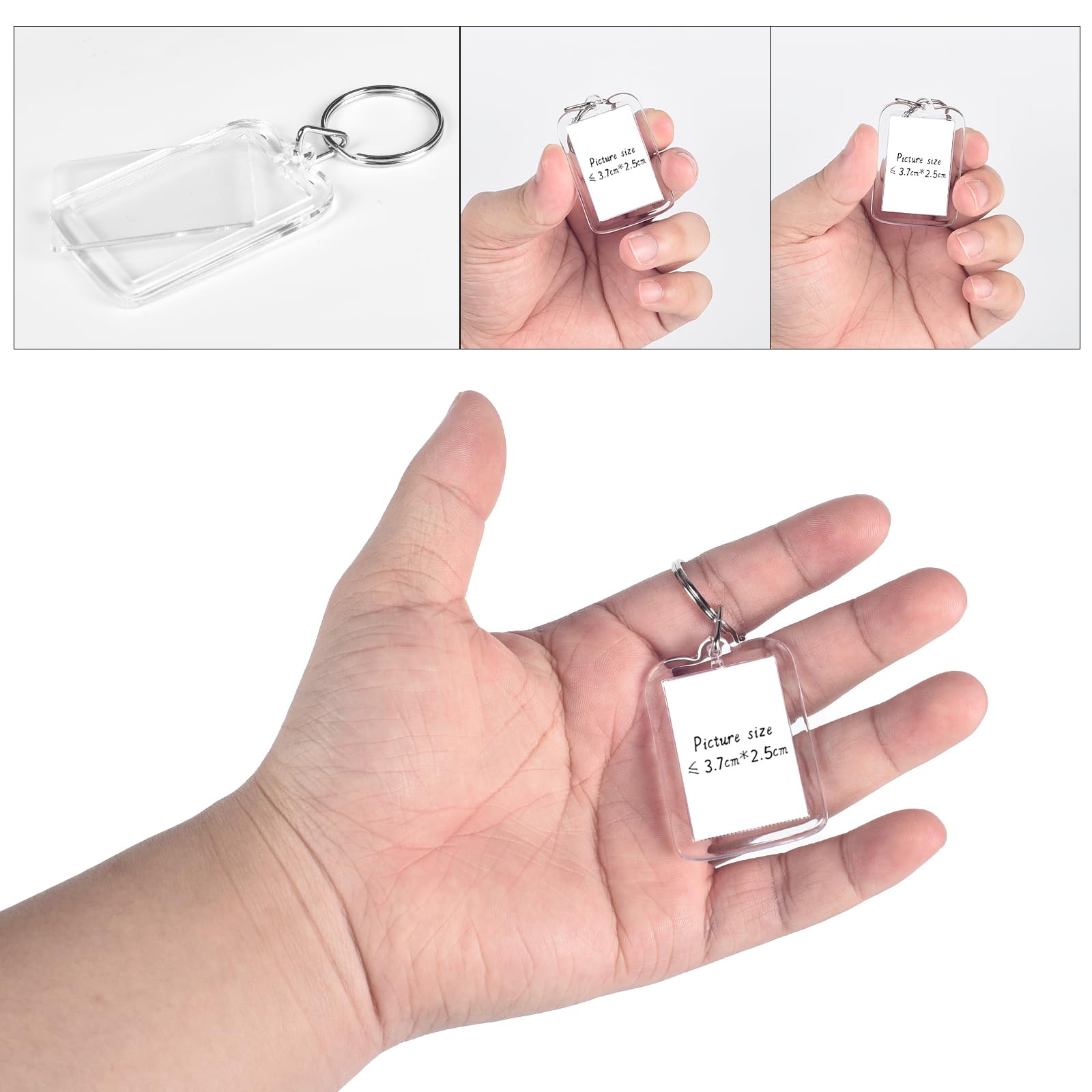 SagaSave Lot De 5 Porte-clés Vierges Avec Cadre Photo - 7,6 X 5,6 Cm - Rectangulaire Double Face - Pour Famille, Amis, Couples