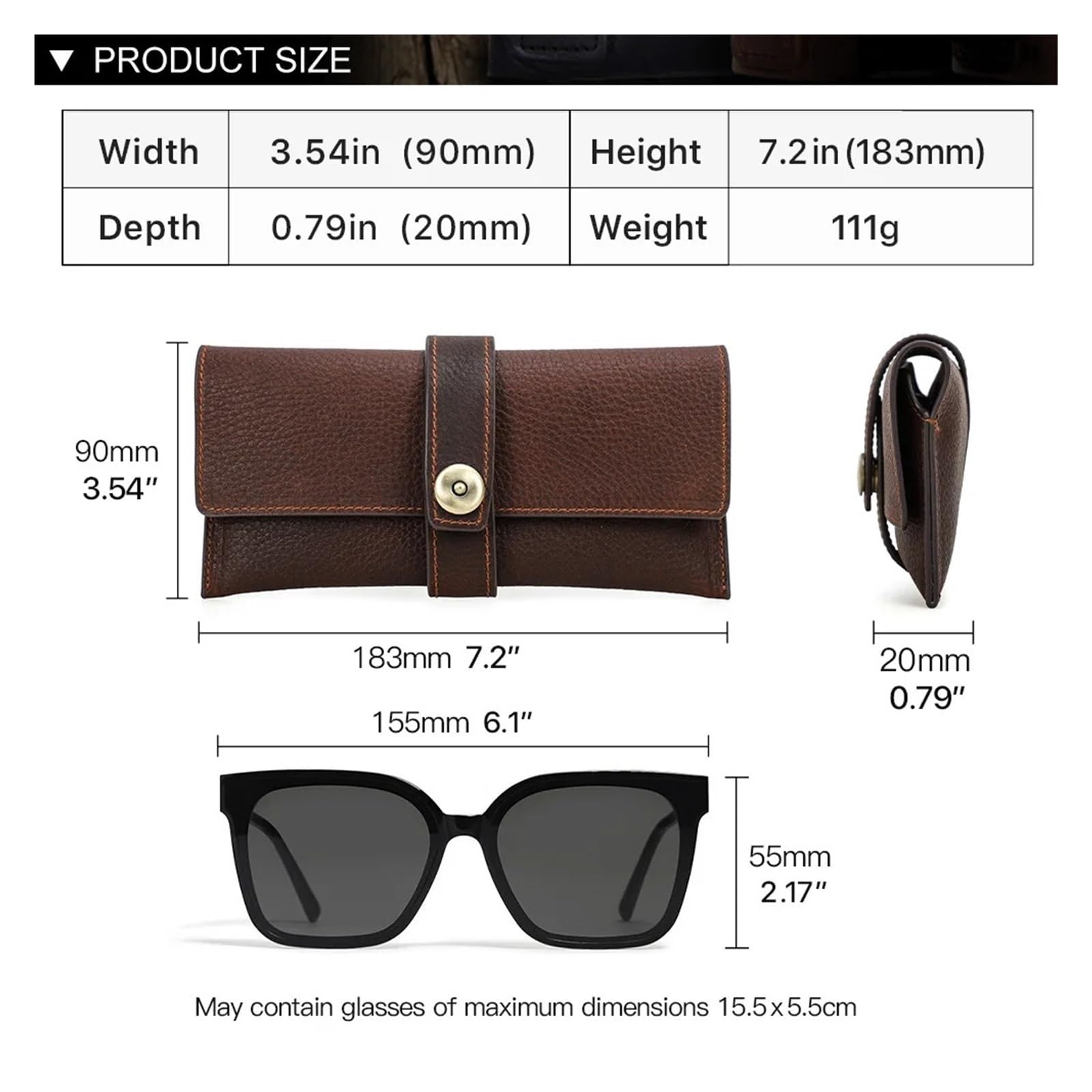 Funda de Gafas Blanda de Cuero Handmade 1PC Retro Genuine Leather Glasses Cover Case Storage Bag Sunglasses Protective Box Eyeglasses Holder Men Women