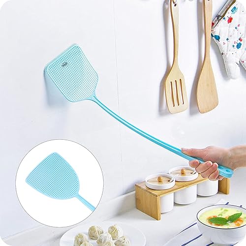 Miniatura 5 de Paquete de 3 matamoscas manual de plástico fuerte, peso ligero, control de plagas de insectos y avispas con mango flexible de 13.8 pulgadas de