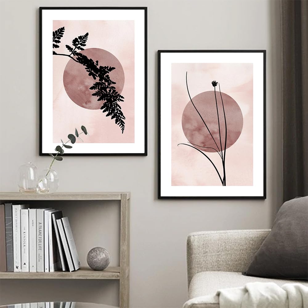 WUHBCZ Art Decor,Nordic Bright Moon Botanical Plant Leaf Silhouette Abstract Poster Canvas Print Painting Wall Art Picture Bedroom Kitchen Home Decor-40 * 50cm*2PCS (No Frame)