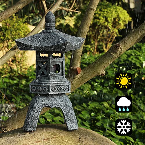 Mibung Zen Solar Pagoda Lantern Garden Statue Sculpture, Outdoor Zen Asian Decor With Solar Lotus Light, Japanese Temple Pagoda Lamp For Landscape Balcony Patio Lawn Porch Yard Christmas Ornament Gift #TOP6