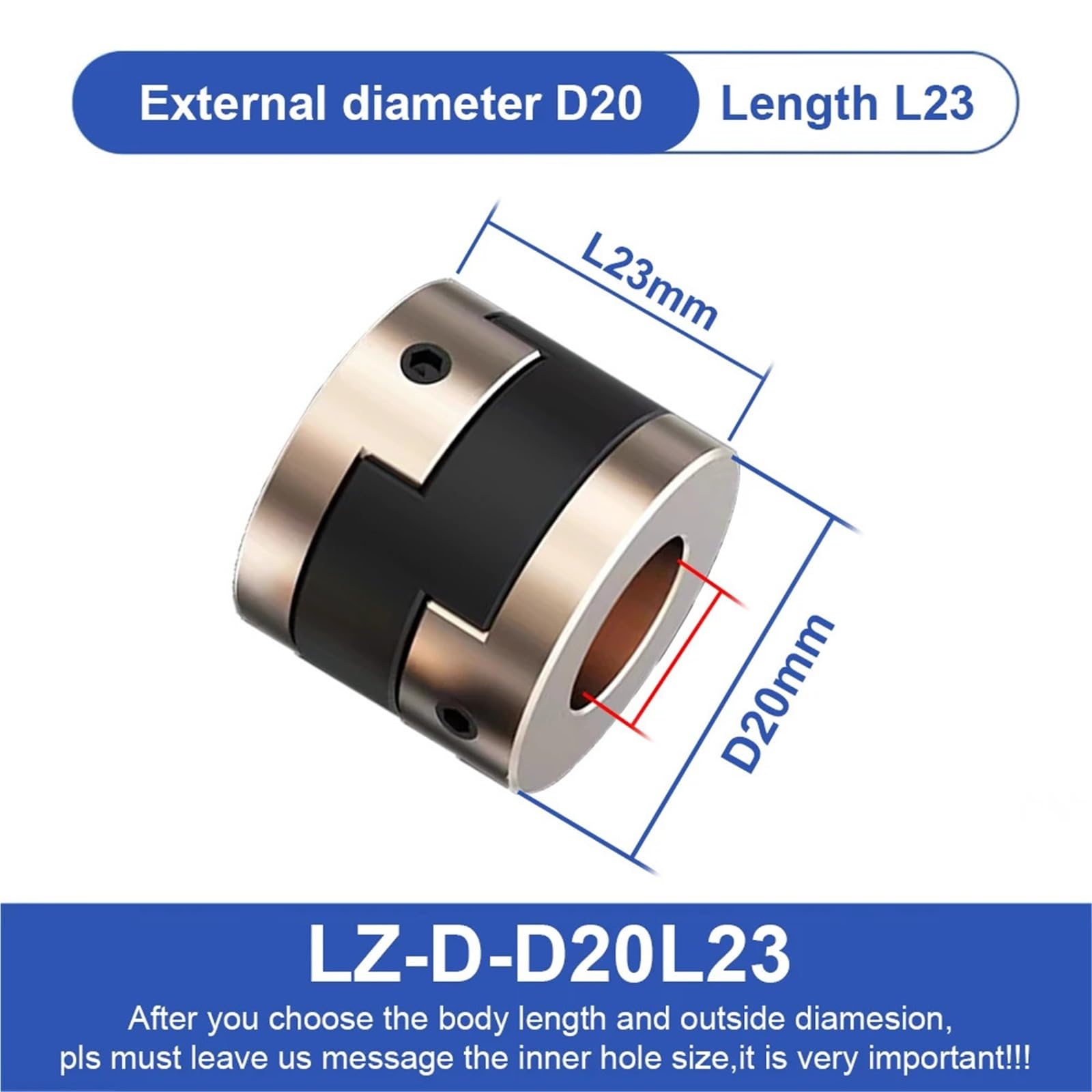 LZ-B-D20L33 Acoplador de eje flexible rígido Acoplamiento Oldham Eje de 5 mm a 10 mm for conexión de torno de motor(LZ-B more to contact)