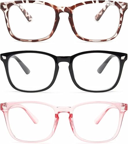 Gaoye paquete de 3anteojos de lectura con bloqueo de luz azul, para personas que leen en computadoras, antirrayos UV, a la moda, cuadrados, gafas