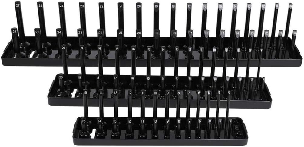 Wakauto Socket Organizer Trays, 6pcs Socket Organizer Socket Tray Rack High Pole Long Sleeve Multifunctional Sleeve Bracket - Metric System (Red)