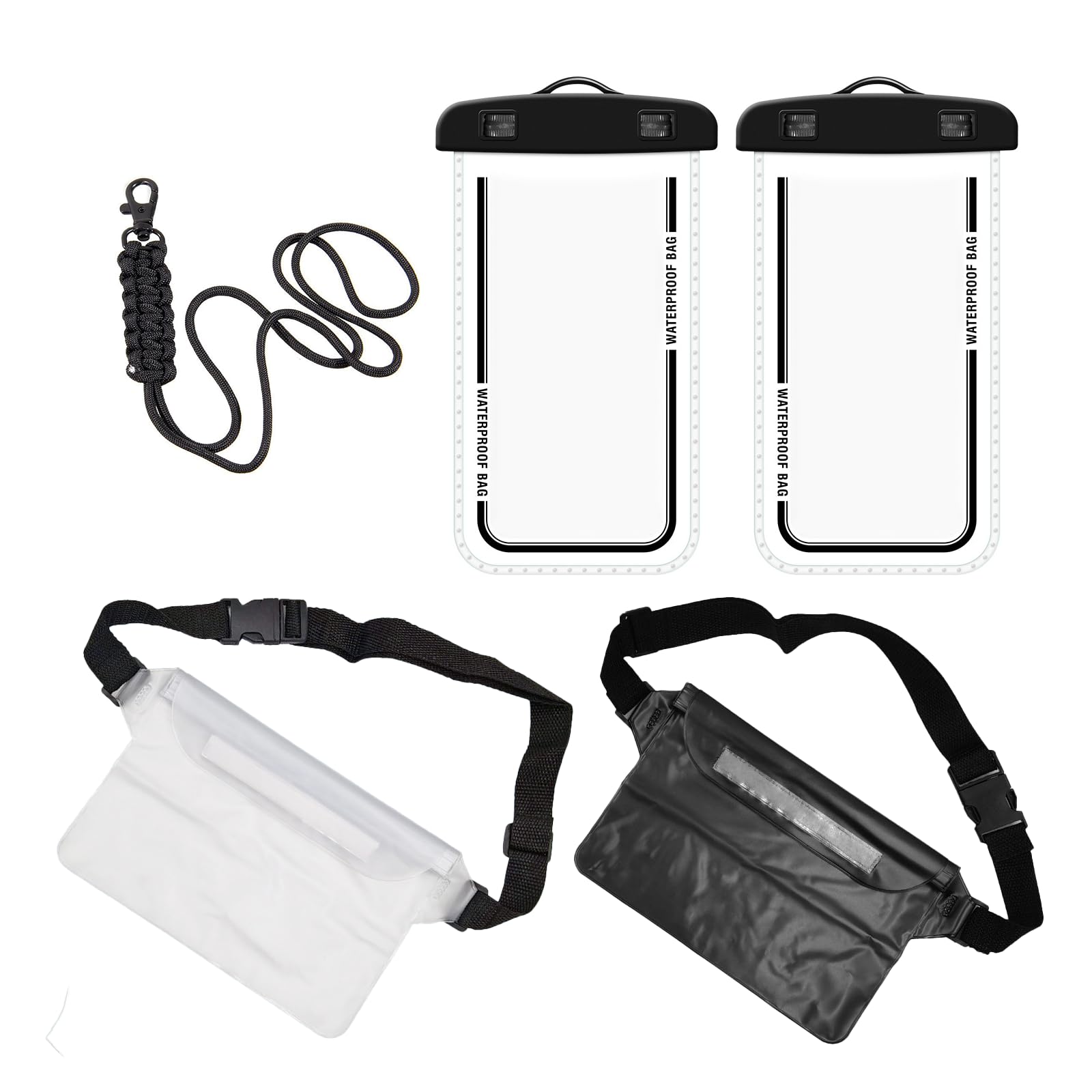 YNR 4 Pcs Bolsa Cintura Impermeable con cinturón Ajustable,Bolsa Estanca Riñonera Impermeable IP68,Funda Riñonera Móvil para Playa Natación Canotaje Pesca Náutica Kayak Bañada Surf Mar Playa