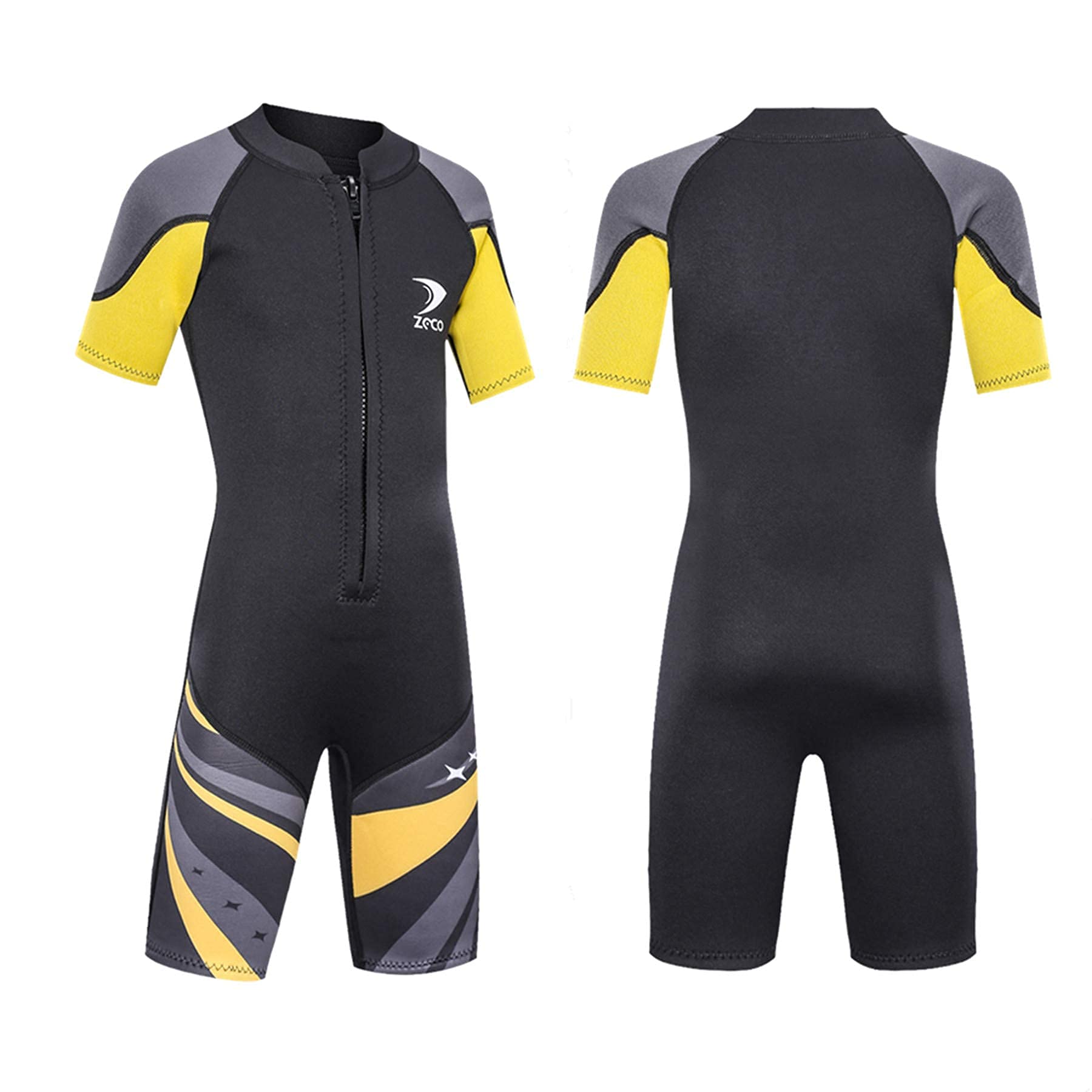 ZCCO Kids Wetsuit 2.5mm Childrens Shorty Wetsuit Neoprene Thermal Swimsuit,Youth Boys Girls One Piece Wet Suits (Black,XXS)