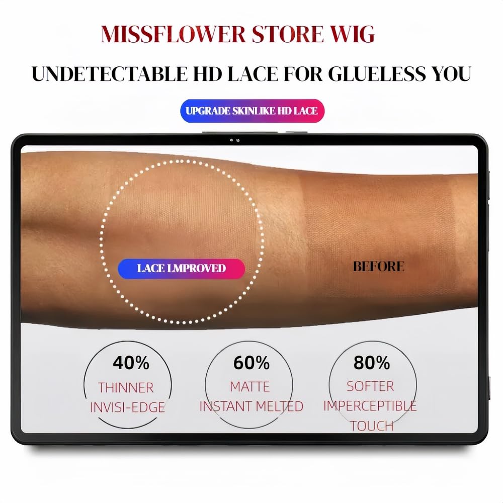 Miss Flower 250% Density HD Lace Front Wigs Human Hair 26Inch 15A Grade Real Full Large Lace Space 13x4 Straight Lace Frontal Wigs Human Hair Pre Plucked For Black Women - Image 3