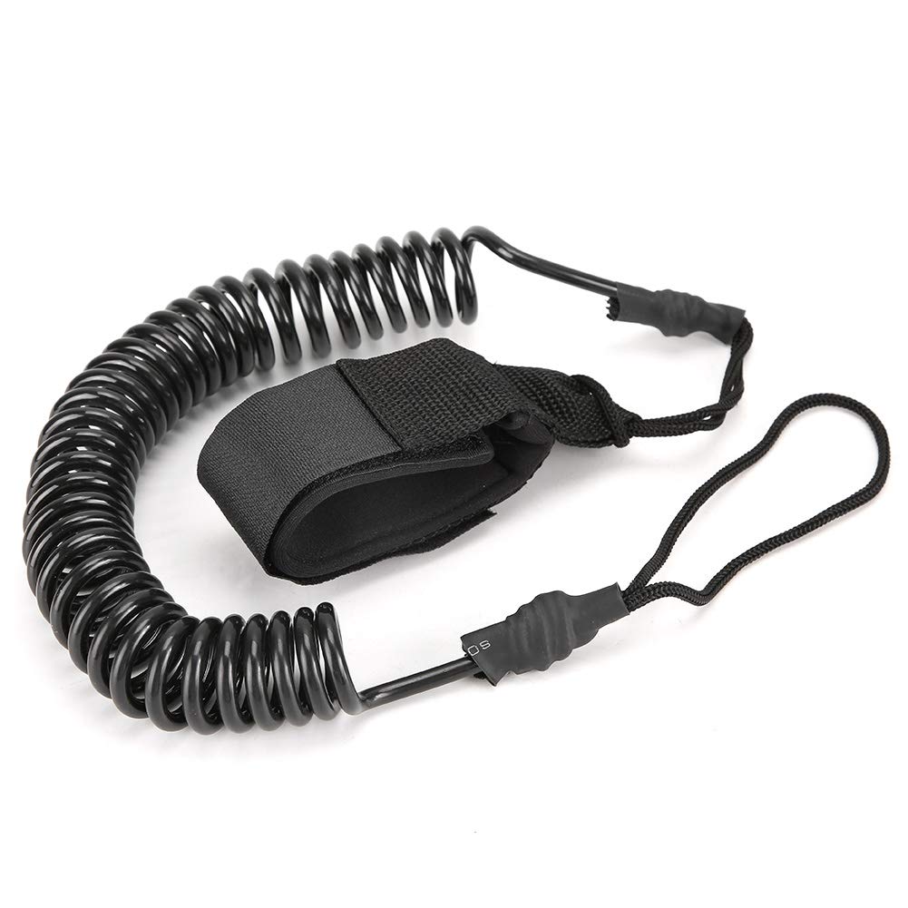 equlup Surfing Board Leash, TPU Elastic Water Sports Foot Rope Surfing Paddle Board Ankle Spring Traction Leg Strap for Bodyboard, Paddleboard, Black