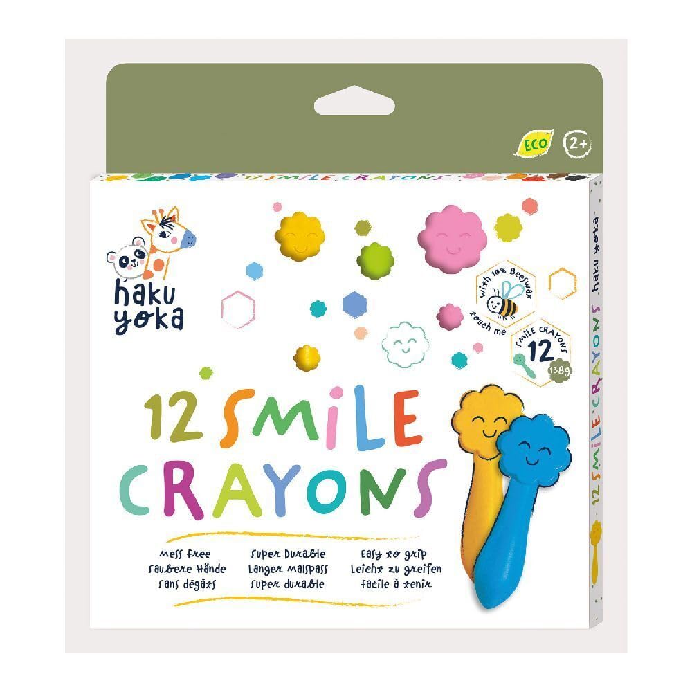 Haku Yoka Smile Crayons, 12 Colours, Mess Free, Super Durable and Easy to Grip Crayons for Ages 2 years+