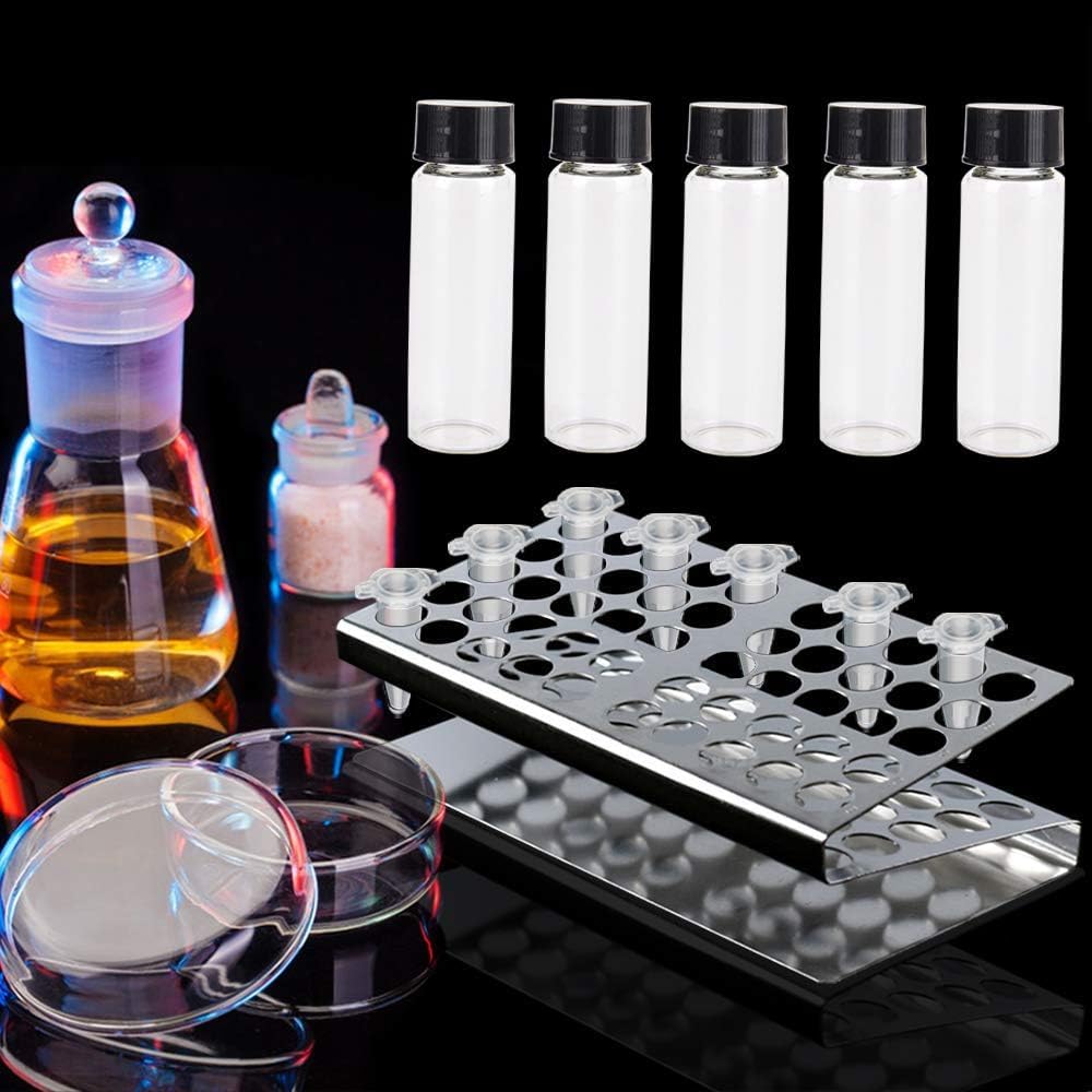 25 Pezzi Bottiglie di Vetro Trasparente 30 ml, Fiale di Vetro, Piccola Bottiglia per Campioni con Tappo Nero a Vite in Plastica Contenitore Trasparente per Fiale da Laboratorio