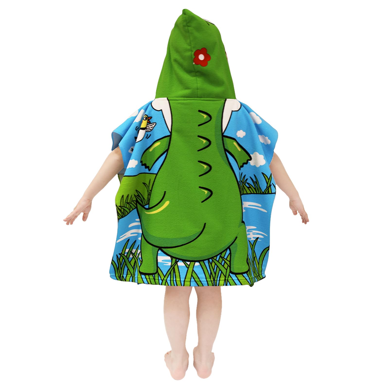 growell Hooded Kids Beach Towels - Toddler Bath Towel Girls Boys Swim Cover-ups for Ages 1 to 6 Kids Pool Towels Quick Dry Lightweight Soft Microfiber Poncho Towel 24x24 (Alligator Green)