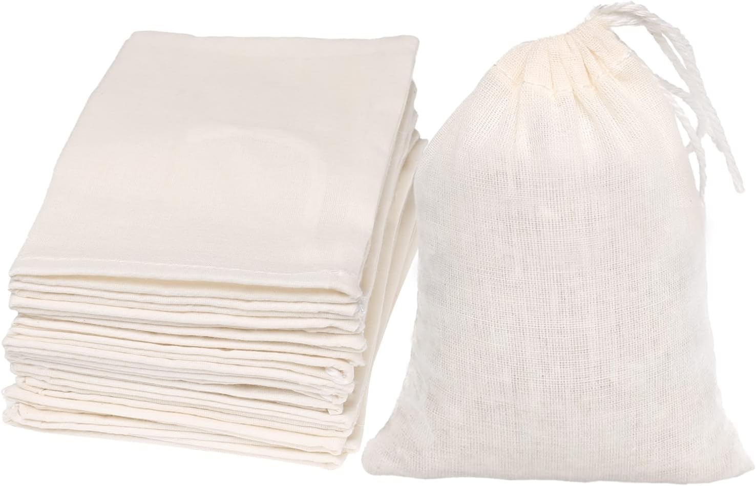 10 Cotton Drawstring Bags Big, 10.5 x 9 inches, Reusable For Multipurpose Storage Home Supplies,Party Favours, Toys Bags, Beige Colour-image-44