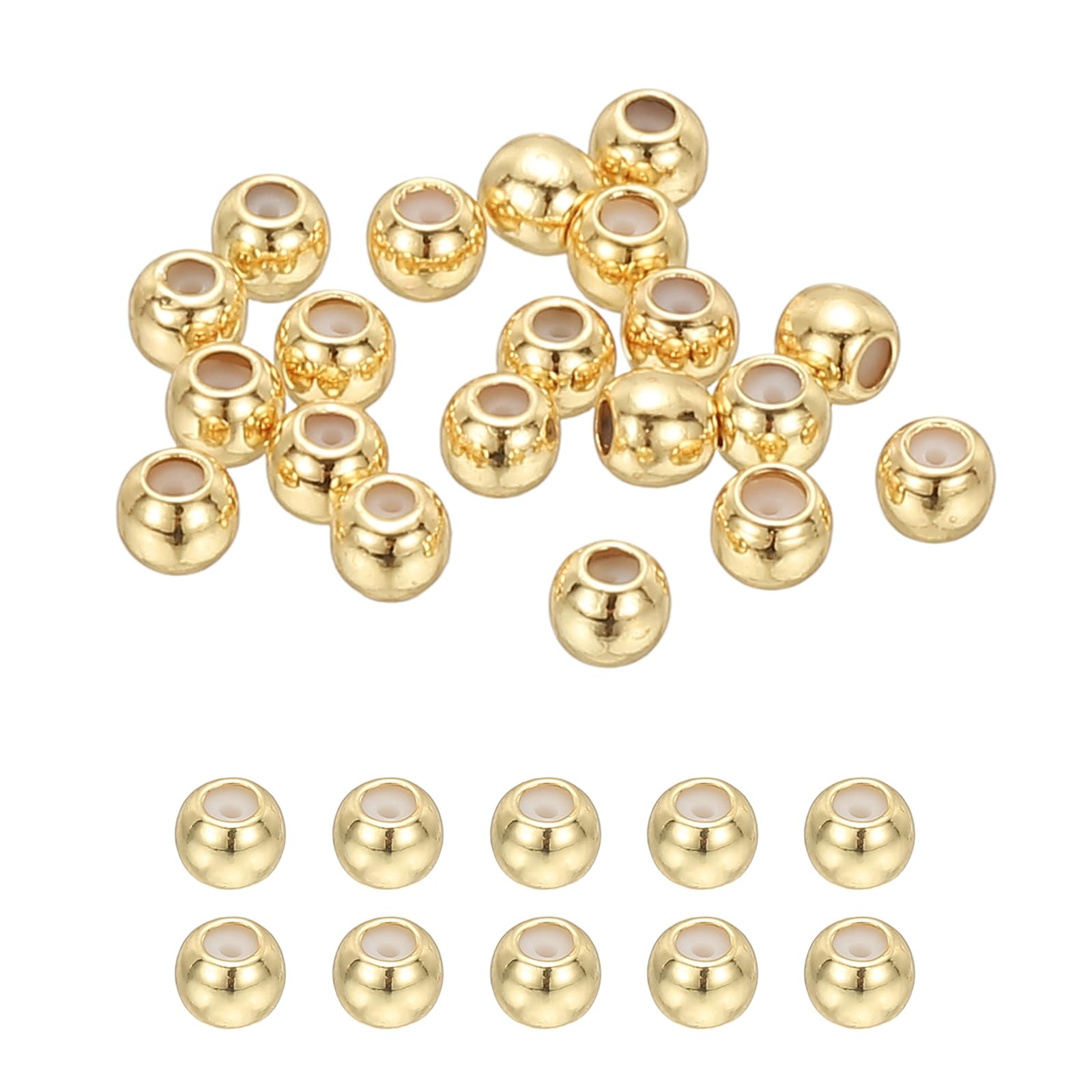 PATIKIL 40Pcs Positioning Spacer Beads, 3mm Silicon Rondelle Insert Brass Stopper Beads for Bracelets Jewelry Necklace Making 14K Gold