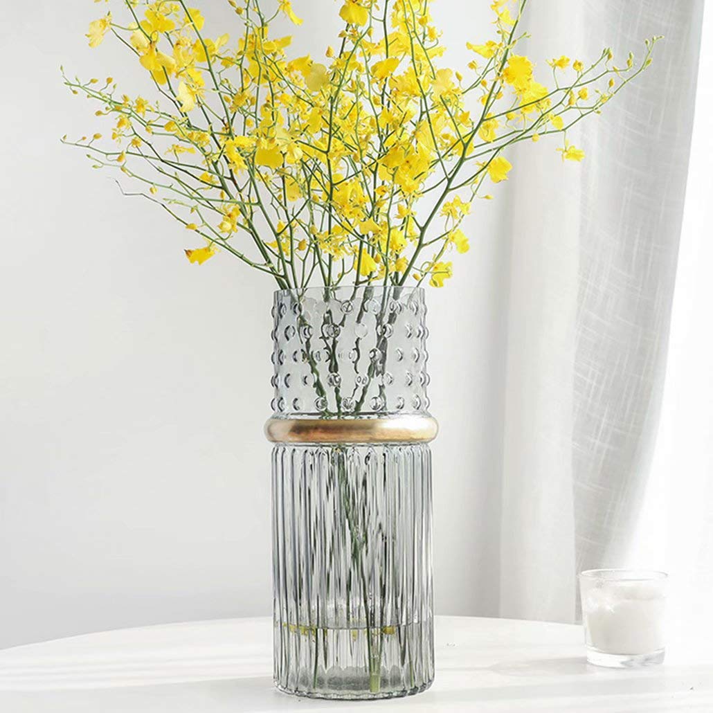 Amazon Co Jp フラワーベース 花瓶 ガラス 北欧風 おしゃれ 花器 大きい ガラスベース ガラスボトル 水栽培 生け花 造花 シンプル インテリア飾り お店 ホテル ダイニング レストラン プレゼント グレー Ykfn ホーム キッチン