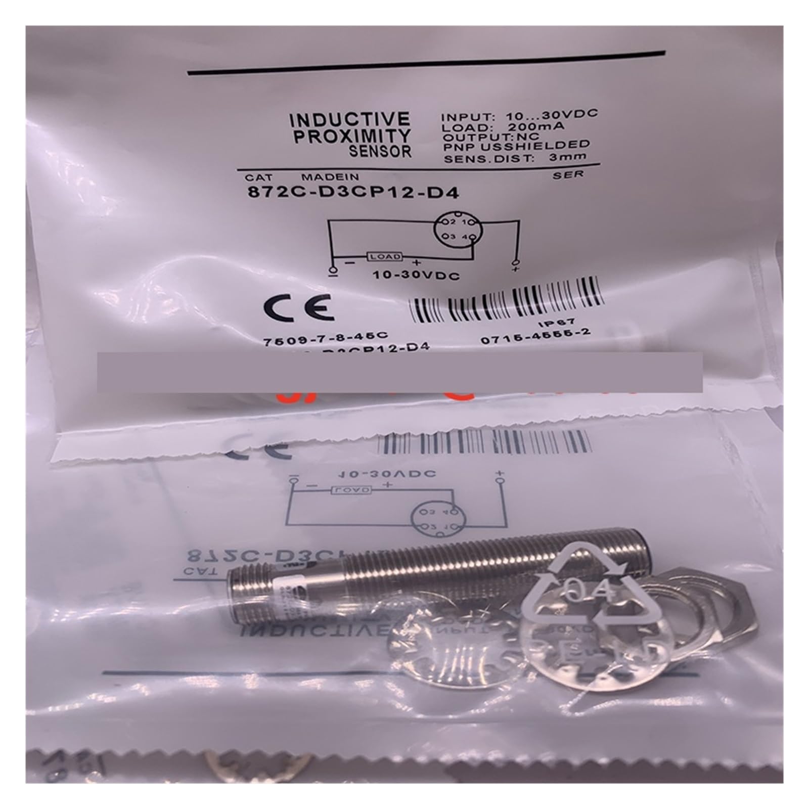 Cjkxpzmh One Color 1Pcs Sensor 872C-B10br30-E2 872C-B15br30-E2 872C-D2np8-D4 872C-D2nn8-D4 Proximity Switch(872C-B15br30-E2)