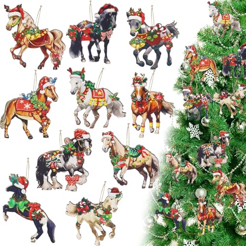 Holz Weihnachtsdeko Anhänger, 40 Stück Pferd Holz...