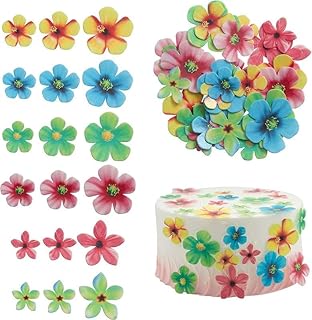 100Pcs Edible Flower Cake Topper, Wafer Paper Decoration for Cake and Cupcake, Rice Paper Flower Topper for Decorating