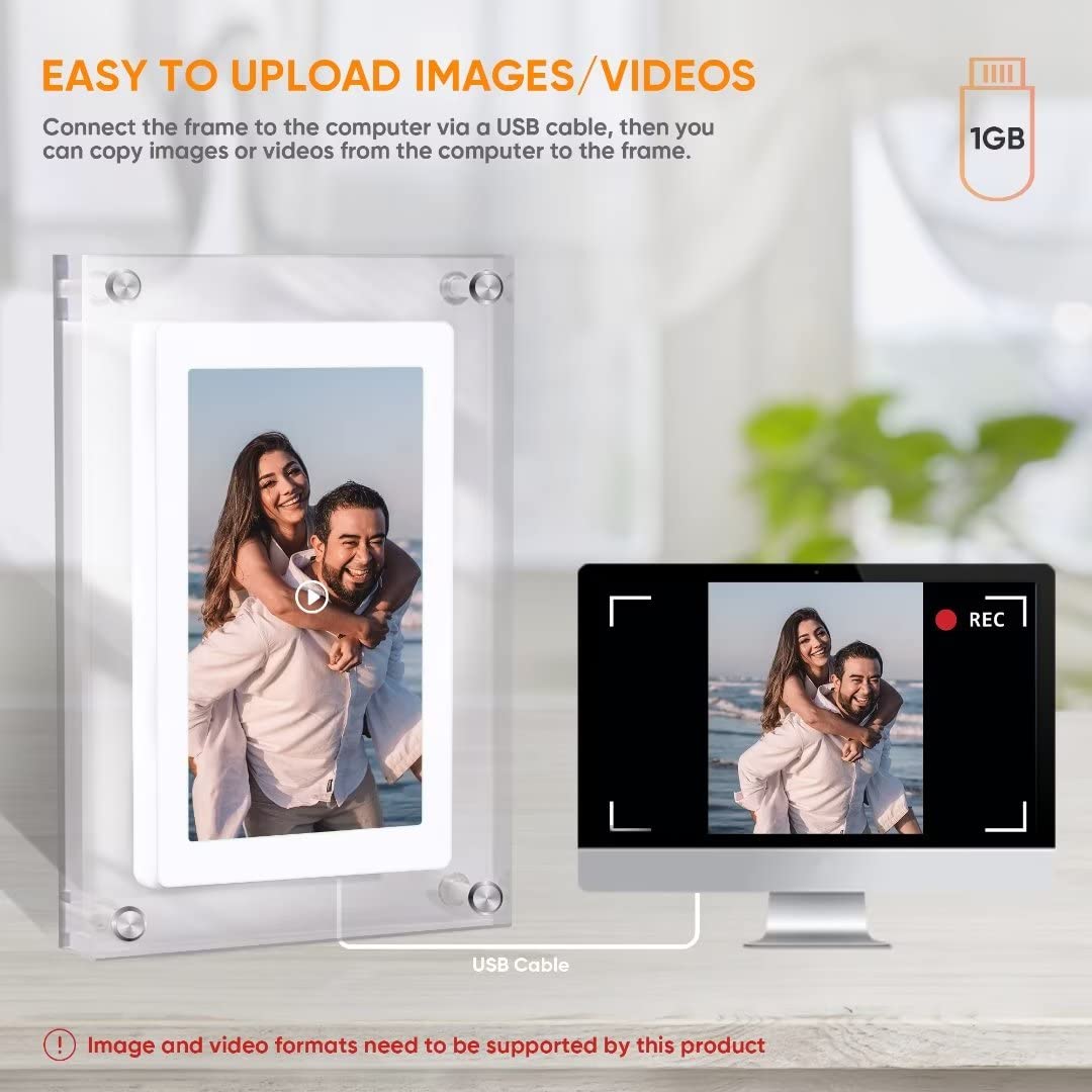 Cornice Digitale Acrilico - 12cm Con Display 5" HD | Memoria 4GB, Batteria 1200mAh | Per Foto E Video - Foto 11