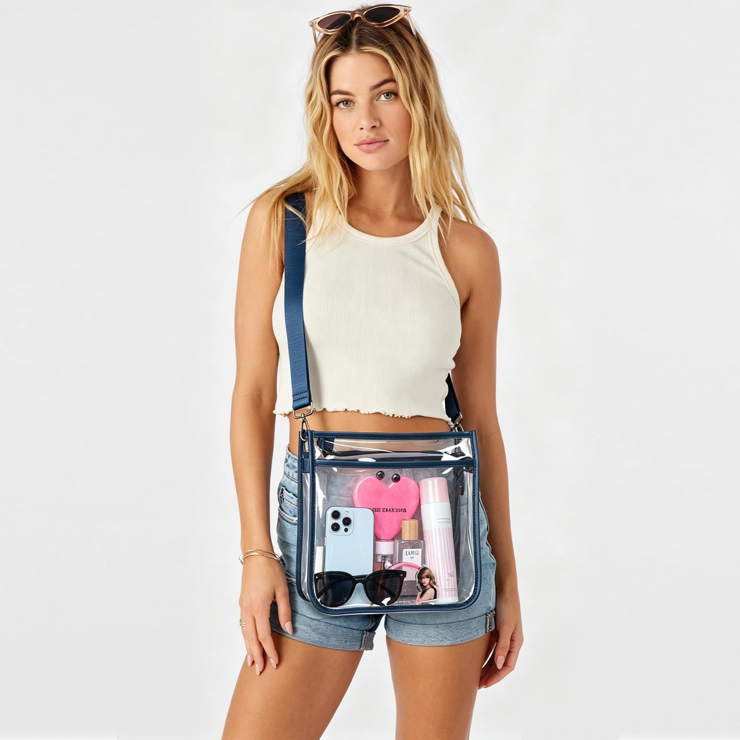 Bluome Clear Bag for Stadium Events 12x12x6, Clear Purses Stadium Bag Crossbody Purses for Concerts Football Games Travel