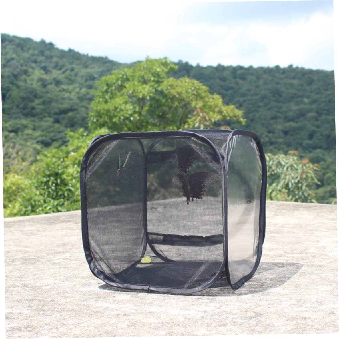 Butterfly House,Stick Insect Enclosure 23.6x23.6x35.4'' Collapsible Butterfly Cage Transparent Insect Cage Net with Zipper and Handle Portable Caterp illar Butterfly Habitat