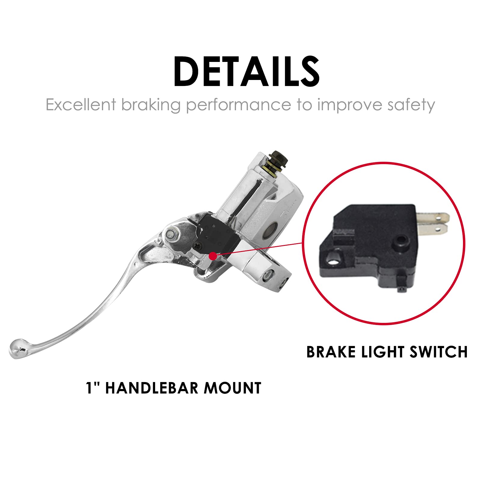 Feiteplus 25 mm Chrom Motorrad ATV Lenker Bremse Hauptzylinder Kupplungshebel links & rechts Set