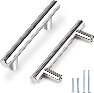 Probrico Polished Chrome Finish Kitchen Cabinet Cupboard Handles and Drawer Pulls 3 inch 76mm Hole Centers, 5 Inch 127mm Overall Length Cabinet Hardware, 20 Pack