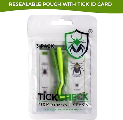 Miniatura 5 de TickCheck Paquete de 3 herramientas para eliminar garrapatas + tarjeta de identificación de garrapatas para humanos, perros y gatos (3)