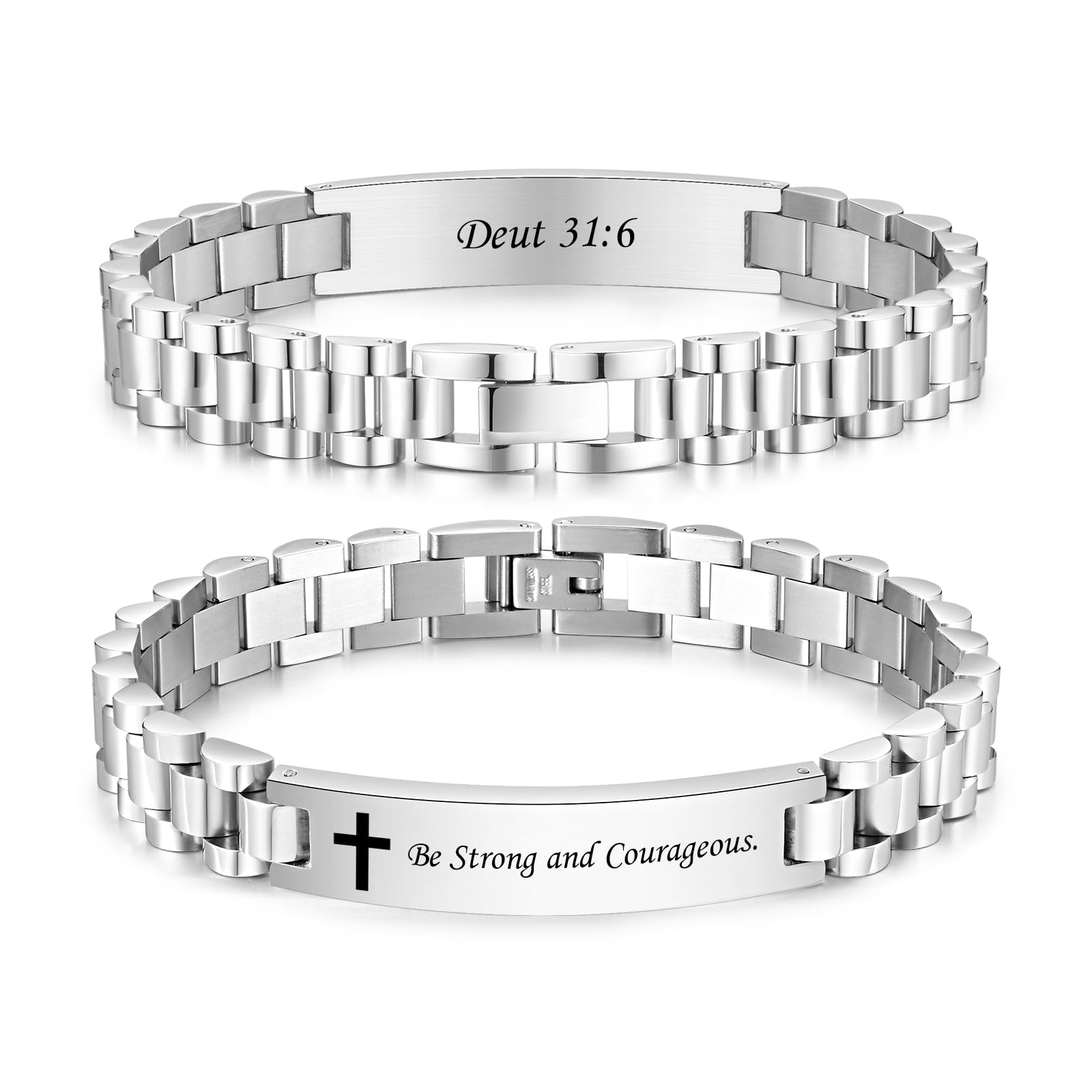 VNOX Personalized Religious Jewelry-Engraved Inspirational Christian Faith Bible Verse Quote Wristbands Elegant Link Bracelet Encouragement Gift,