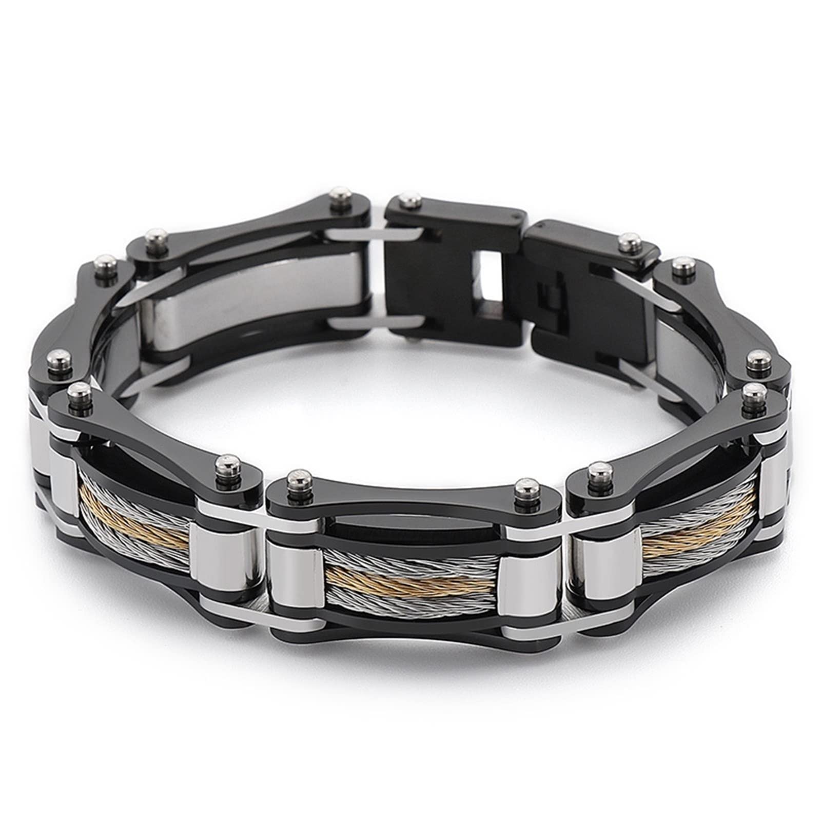 AMDXD Bracelet Poignet Homme, Bracelethomme Hip-Hop Rock Acier Inoxydable Bracelets Jonc