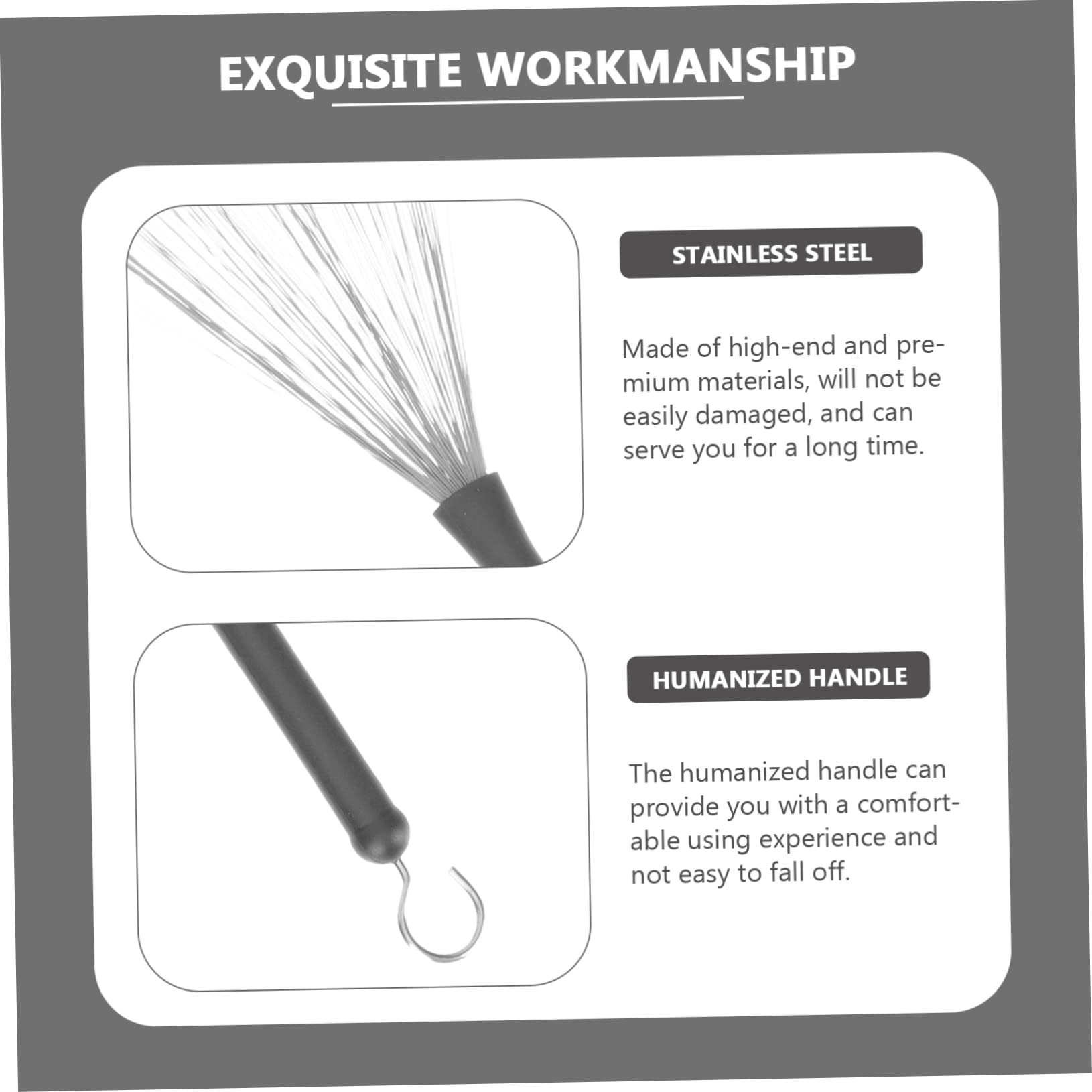 Wakauto Drum Stick Brush Set Steel Wire Brush for Drum Set Includes Storage Bag for Travel