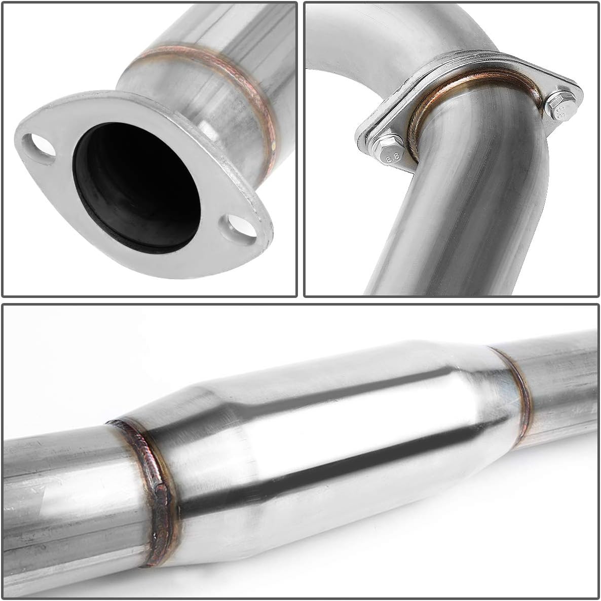 Auto Dynasty 4 Inches Round Muffler Tip Catback Exhaust System Compatible with 2000-2005 Mitsubishi Eclipse V6, Stainless Steel