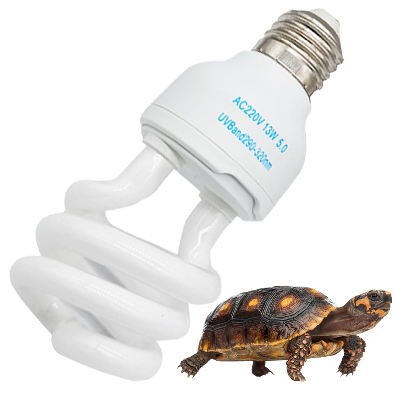 Bulbas UVB para Reptiles 5.0 UVB E27 Interfaz Reptiles subtropicales Ligera Azul Claro Blanco Luz de luz Fixtura para Tortugas, Bombillas de 13W para