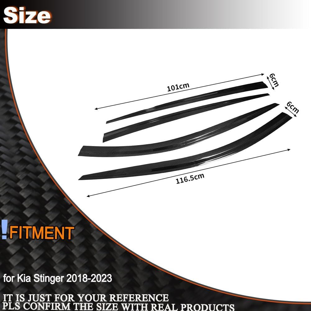 Carbon Fiber Window Visors Rain Guards Compatible with Kia Stinger 2018-2023 Window Deflectors Vent Visors Shades 4PCS