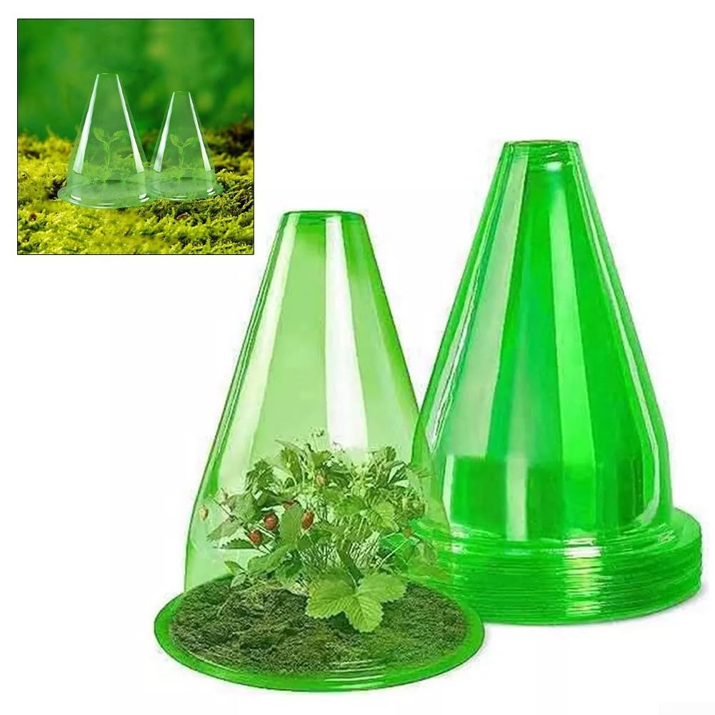 Lot de 12 cloches de protection pour plantes, vertes et transparentes, cloches de jardin pour plantes, dômes réutilisables