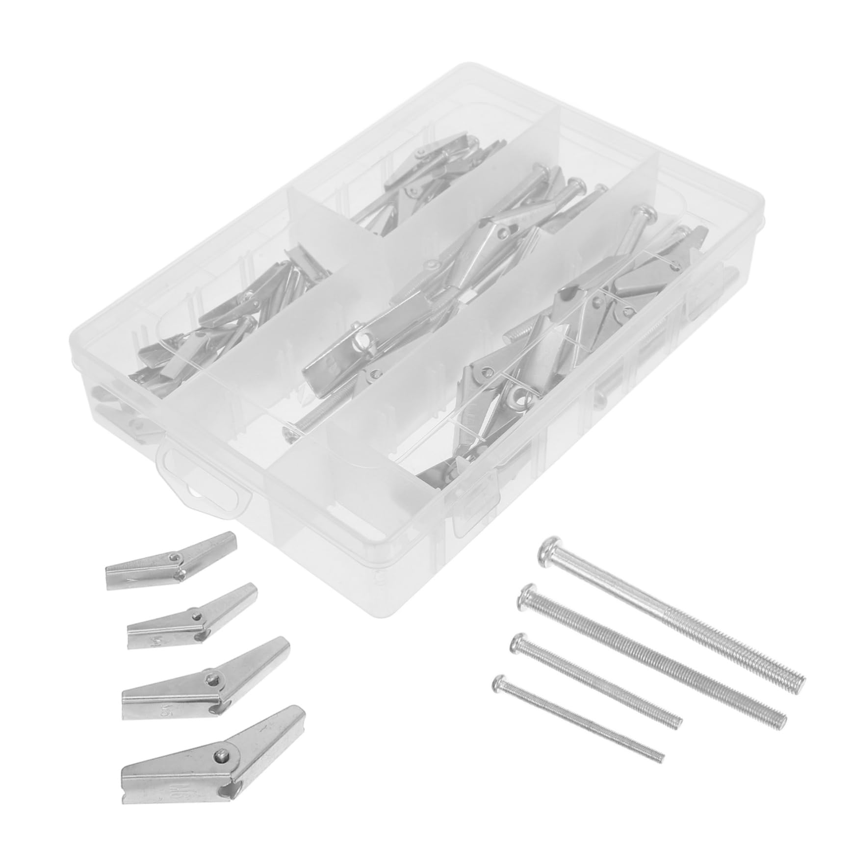 Cabilock Versatile 32pcs Iron Airplane Orchid Clip Toggle Bolt Set Metal Drywall Anchors Wing Nut DIY Hardware