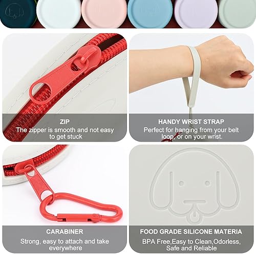 Miniatura 4 de WALLFID Bolsa pequeña de silicona para perros, con clicker de entrenamiento de mascotas, bolsa de senderismo para perros y gatos, tamaño de