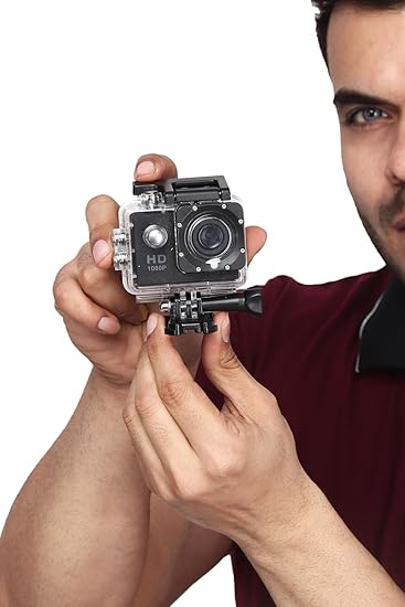 Drumstone (15 Years Warranty Men's Action Camera FHD DR8000 Action Camera Waterproof Camera Wide Angle Underwater Sports Camera with Accessories Kit Suitable for Helmet, Bicycle for YouTube Vlogging