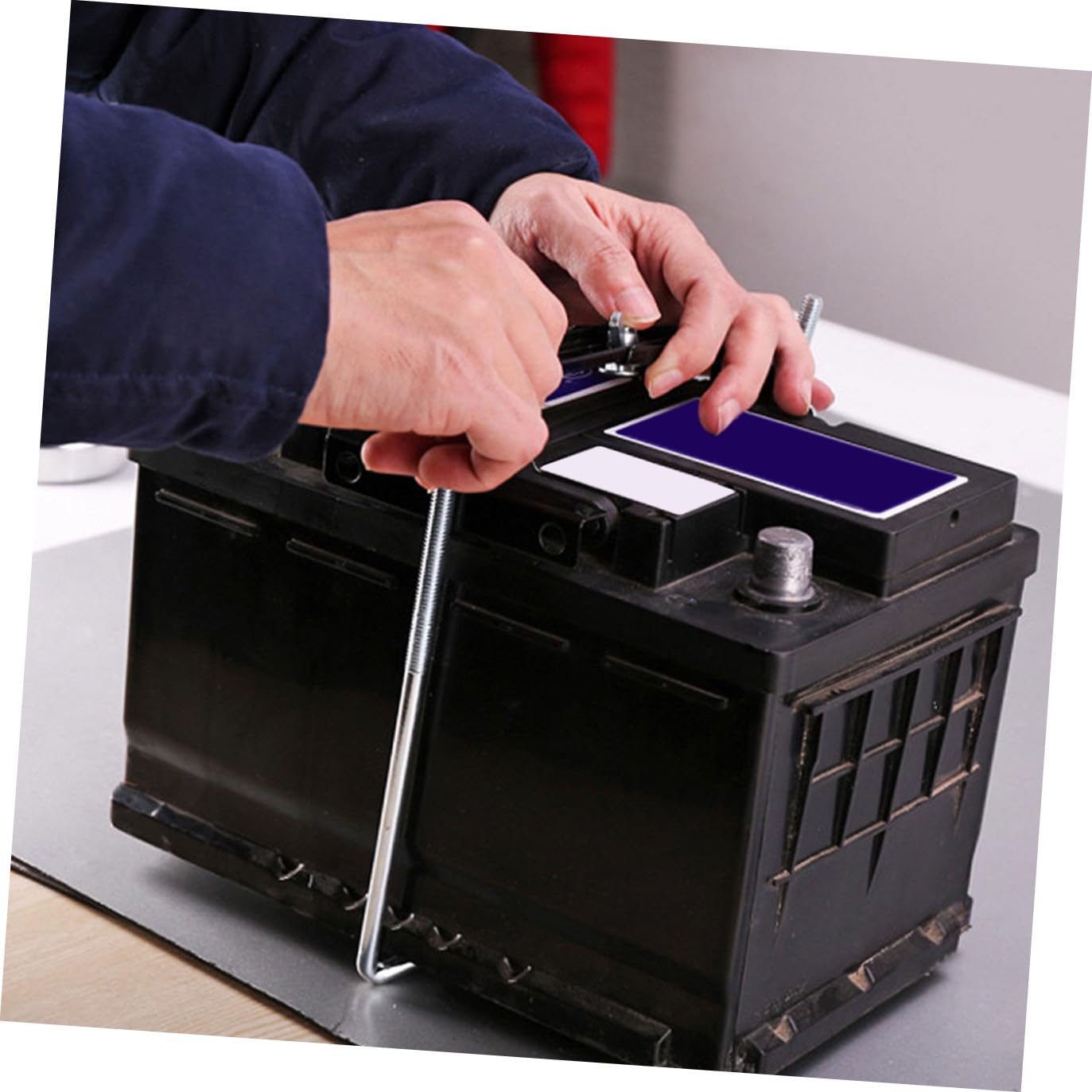 Fer Noir Support de Batterie de Voiture 1 Set