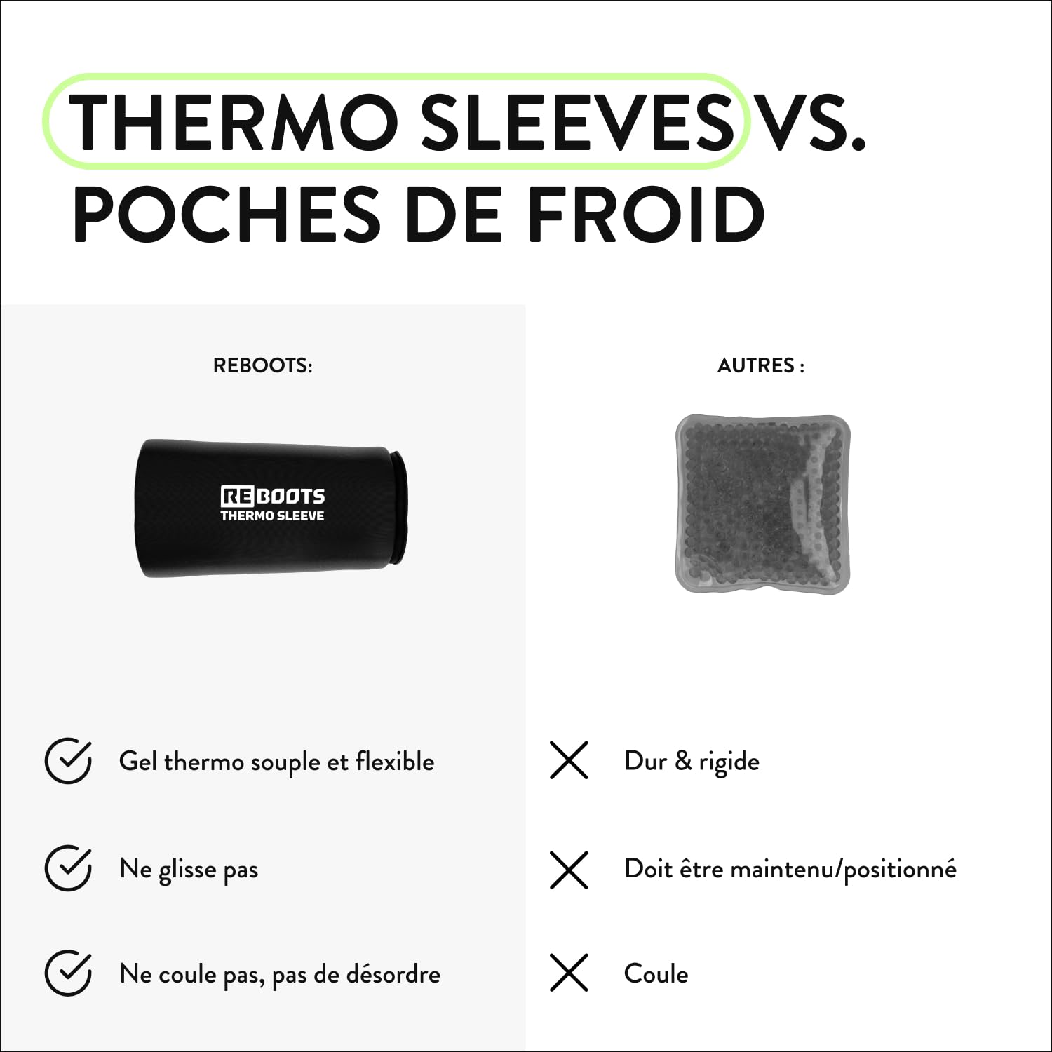 Thermo Sleeve | Bandage | Thérapie par le chaud et le froid | Contre les inflammations | Pour la régénération | Coussin chaud et rafraîchissant | Taille L