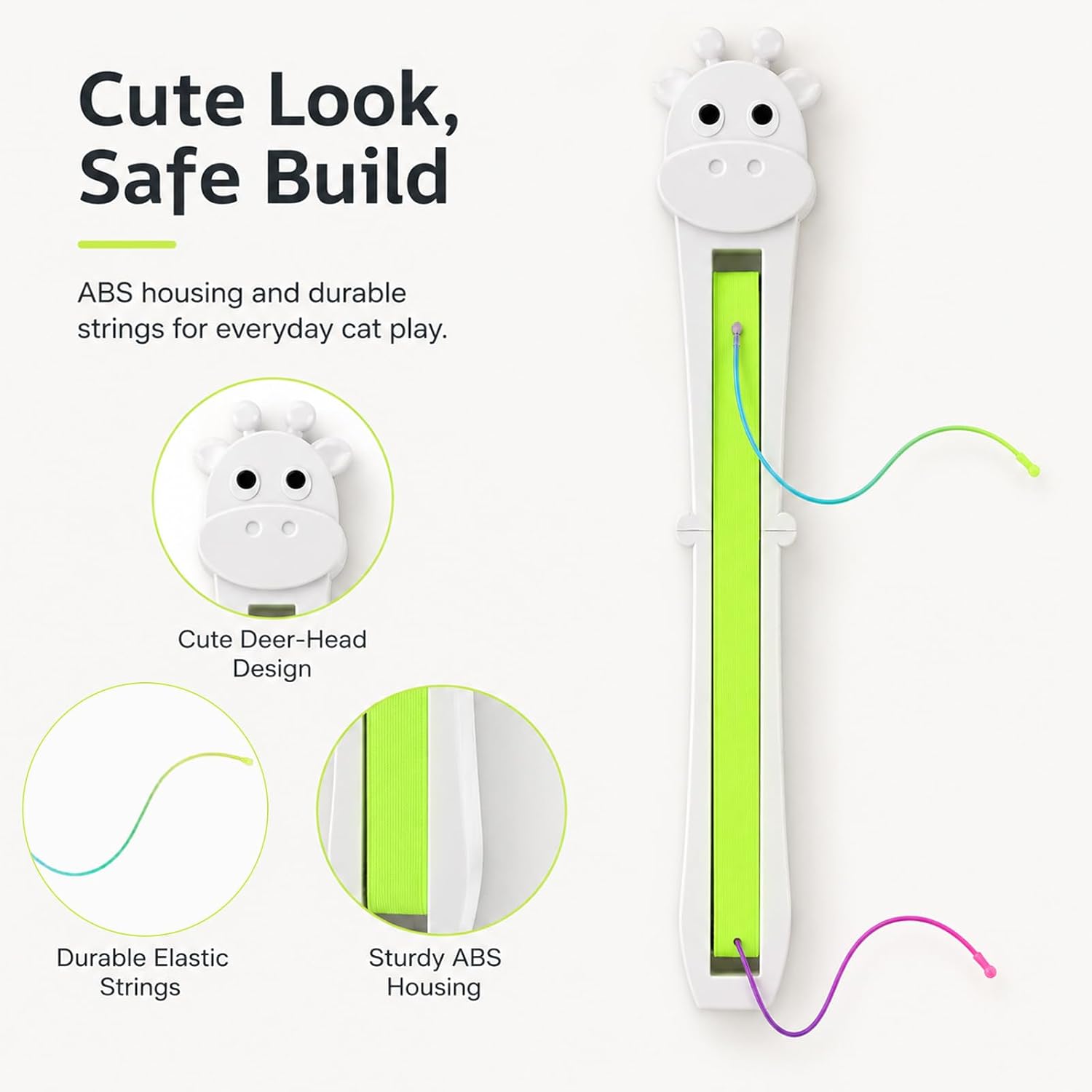Interactive Cat Toys for Indoor Cats, Door Hanging Self-Play Elastic Rope Teaser, Reindeer Cartoon Design, Enrichment Toy for Bored Cats image 3