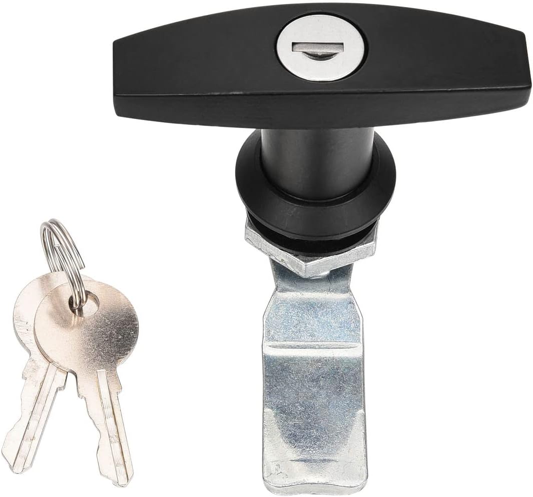 T-Handle Door Lock Truck Cap Locking with 2 Keys for Most Brands of Truck caps, Toppers, Camper Tops Black