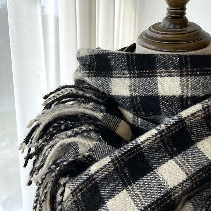 Cashmere-Feel Large Shawl Plaid Scarf for Women, Fall Winter Soft Warm Pashmina Blanket Wrap with Fringe - Image 11