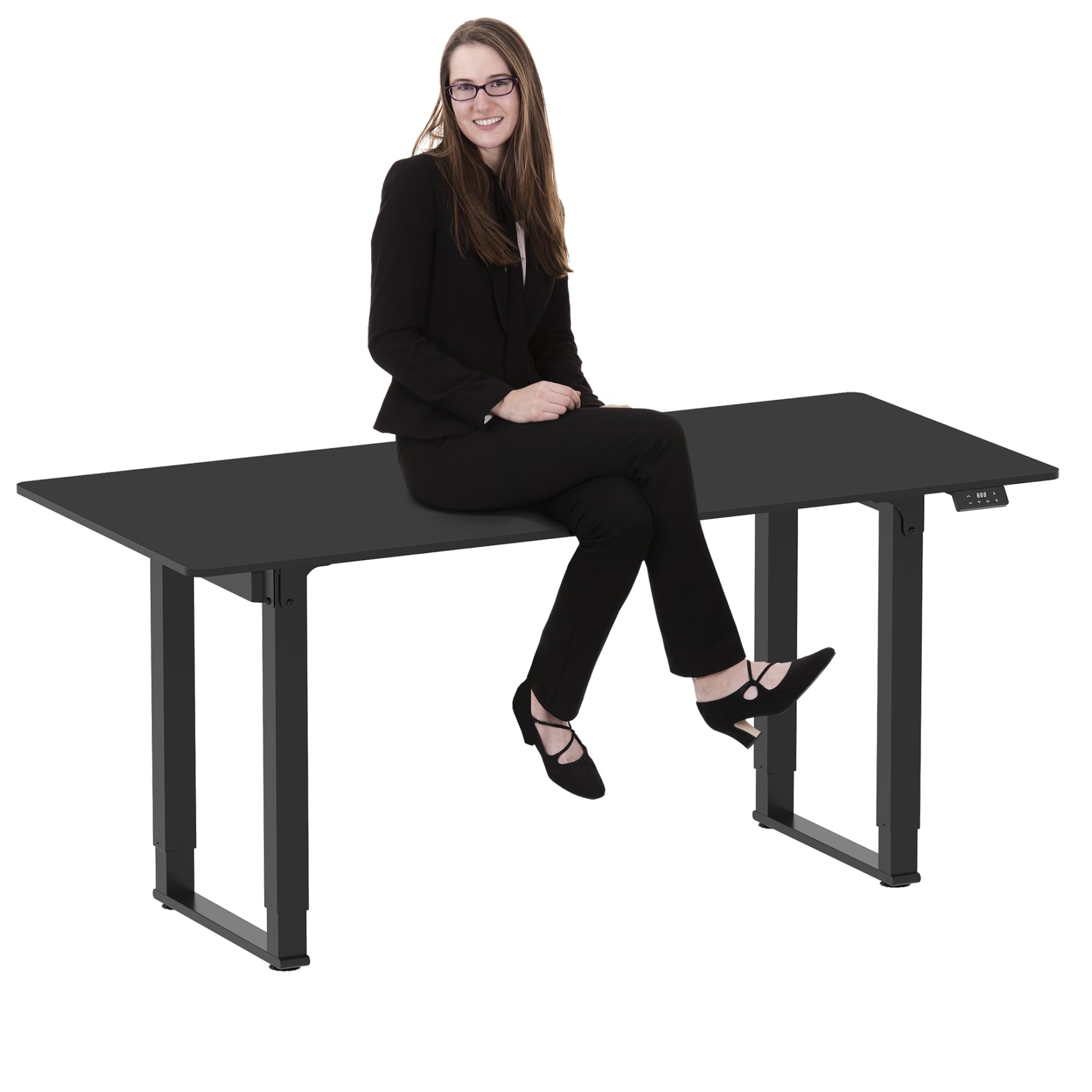 FLEXISPOT Electric Standing Desk 4 Legs Dual Motors, Height Adjustable Sit Stand Home Office Workstation with Memory Smart Panel, Splice Board, QS2 180 * 80cm Black