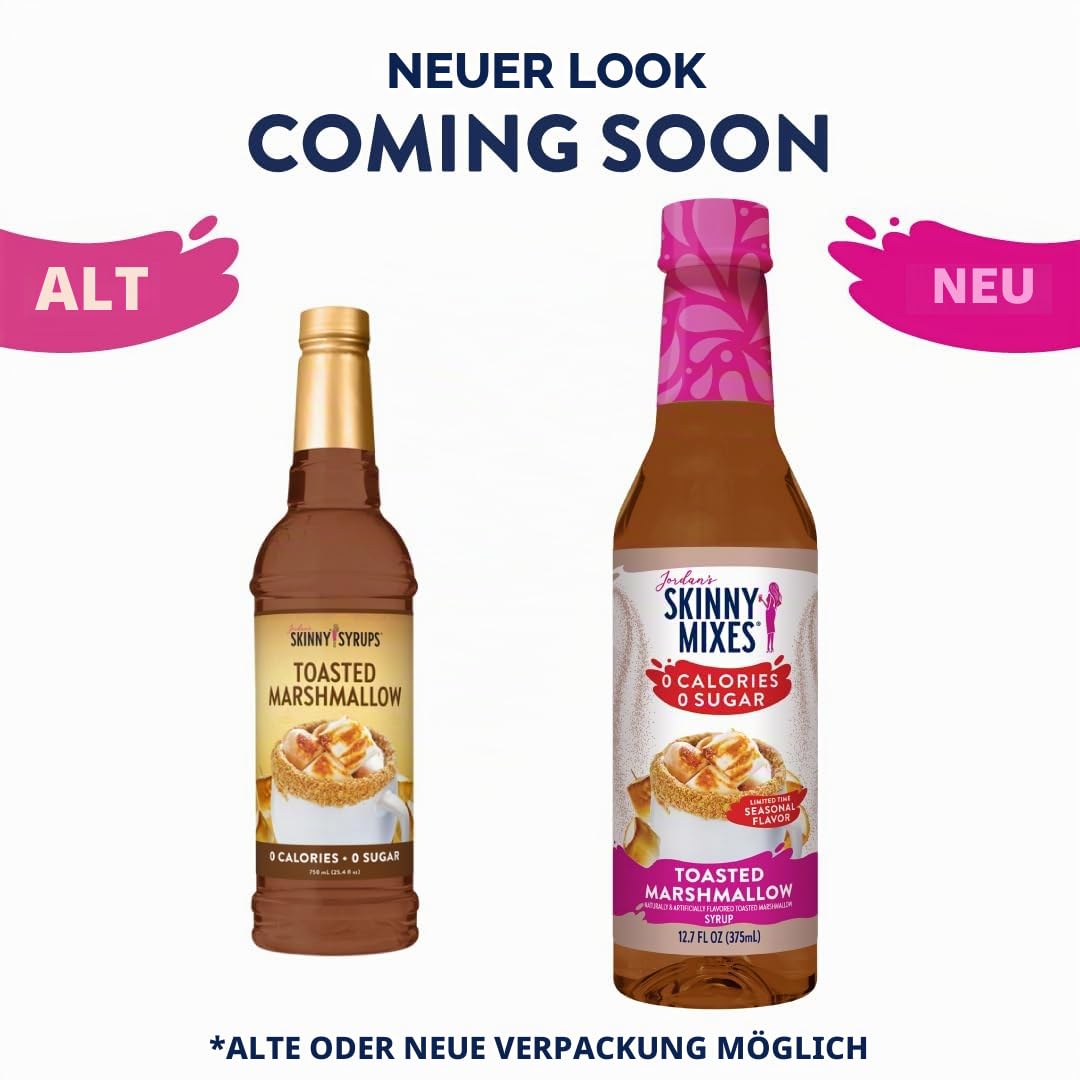 Jordan's Skinny Mixes Zuckerfreier Kaffeesirup, gerösteter Marshmallow-Kaffeearoma, kalorienfreie Getränkemischung, Latte, Backen, Protein-Shake oder Cocktail, Milch- und Glutenfrei, koscher, 70 ml