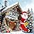OurWarm 6 FT Christmas Inflatable Outdoor Decoration, Christmas Blow Ups Hanging Santa with Gift Bag Built-in LED Lights for Holiday Party Indoor Porch Columns Yard Tree Outdoor Xmas Decorations