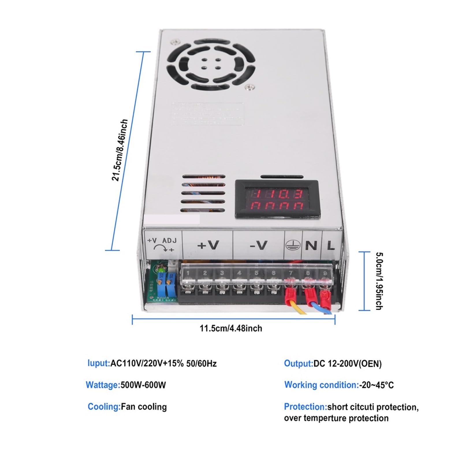 500W 600W 1000W Schaltnetzteil 0-12V 15V 24V 36V 48V 60V 85V 200V LED Digital Display Netzteil Transformator Treiber Adapter Vielseitig und effizient(0-60VDC,1000W)
