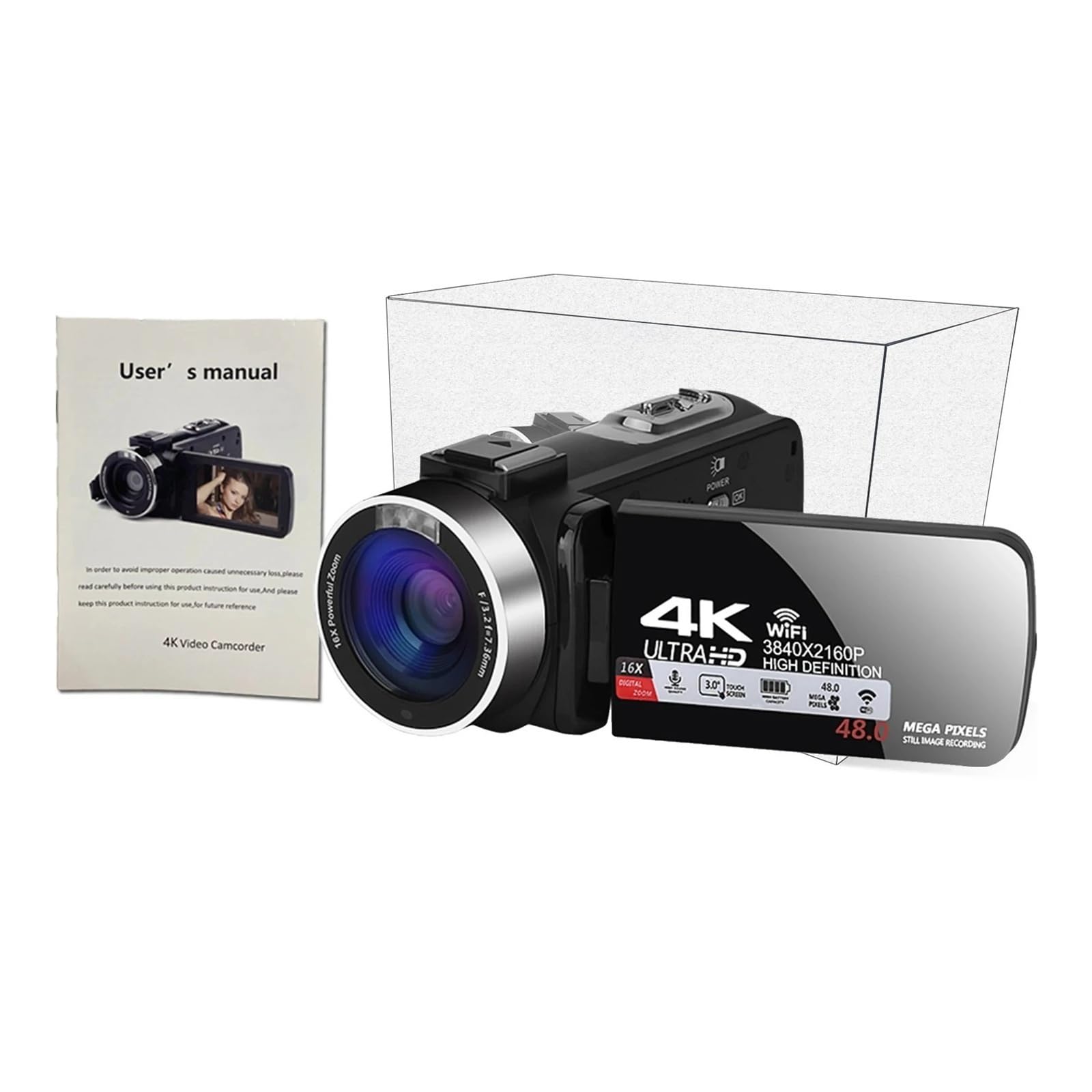 4k Digital Cameras Professional Camcorder for Vlog Video Camera WiFi 48MP 18X Zoom Webcam(Only Camera)-picture-25