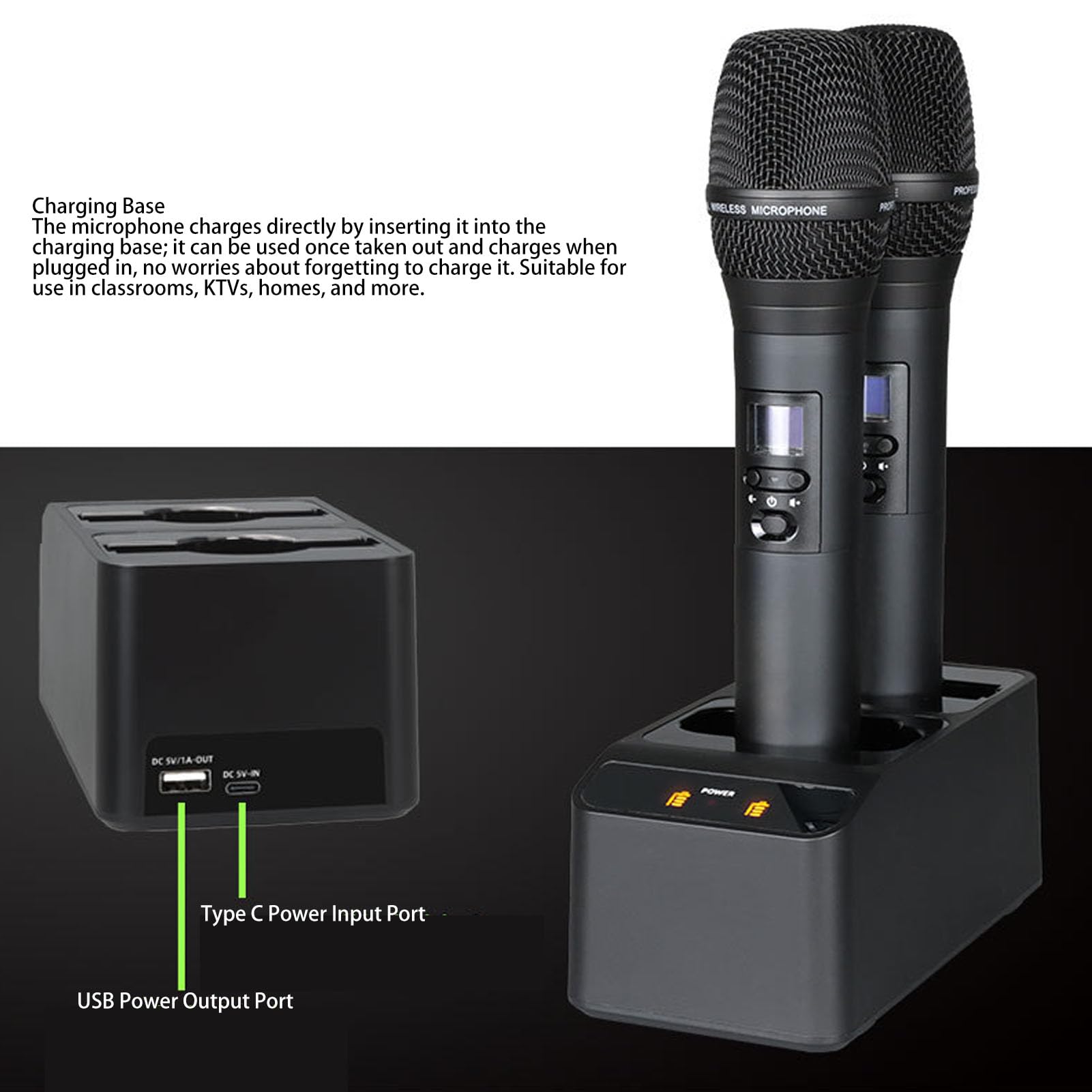 Diyeeni System Mikrofonu Bezprzewodowego, UHF PRODELDHELD MIC z Odbiornikiem, Podstawa ładowania, Anteny, Wbudowana w baterię 2200 MAh, do Karaoke Singing Church DJ PA Głośnik